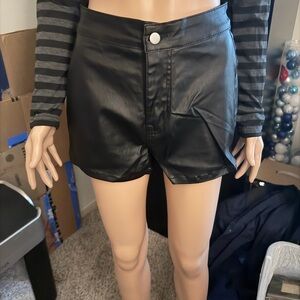 Black Faux Leather Shorts